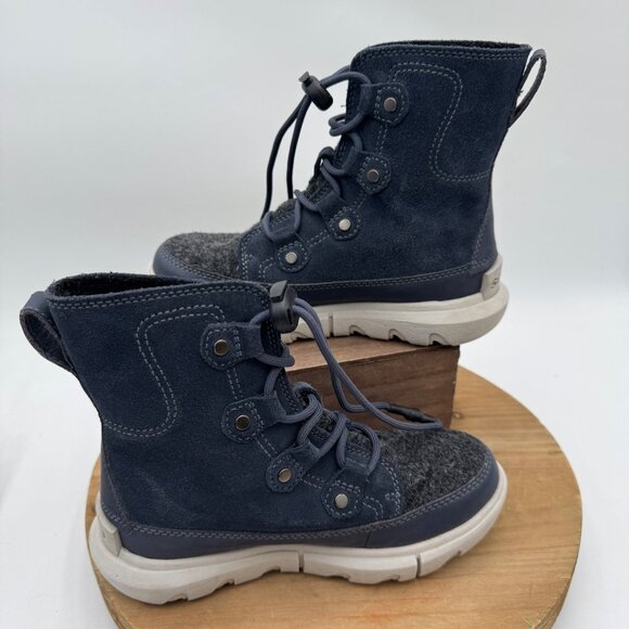 SOREL EXPLORER WATERPROOF LACE-UP INSULATED BOOTS IN INDIA INK NWT KIDS SIZE 13 - Picture 3 of 12